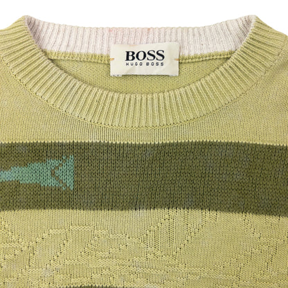 Vintage 80s Hugo Boss Striped Knit Jumper Size L