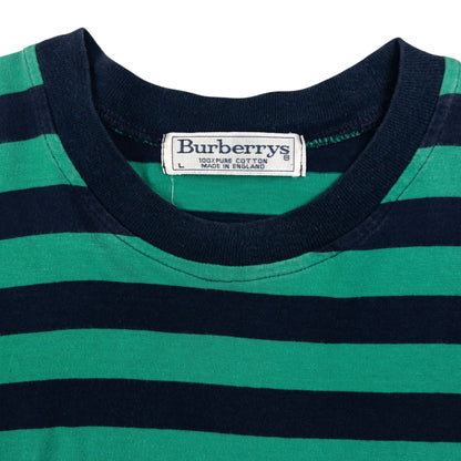 Vintage Burberry Embroidered Striped T Shirt Size S