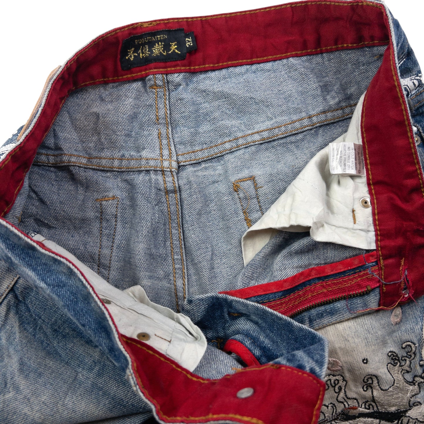 Vintage Fugutaiten Wagara Embroidered Japanese Denim Jeans W31
