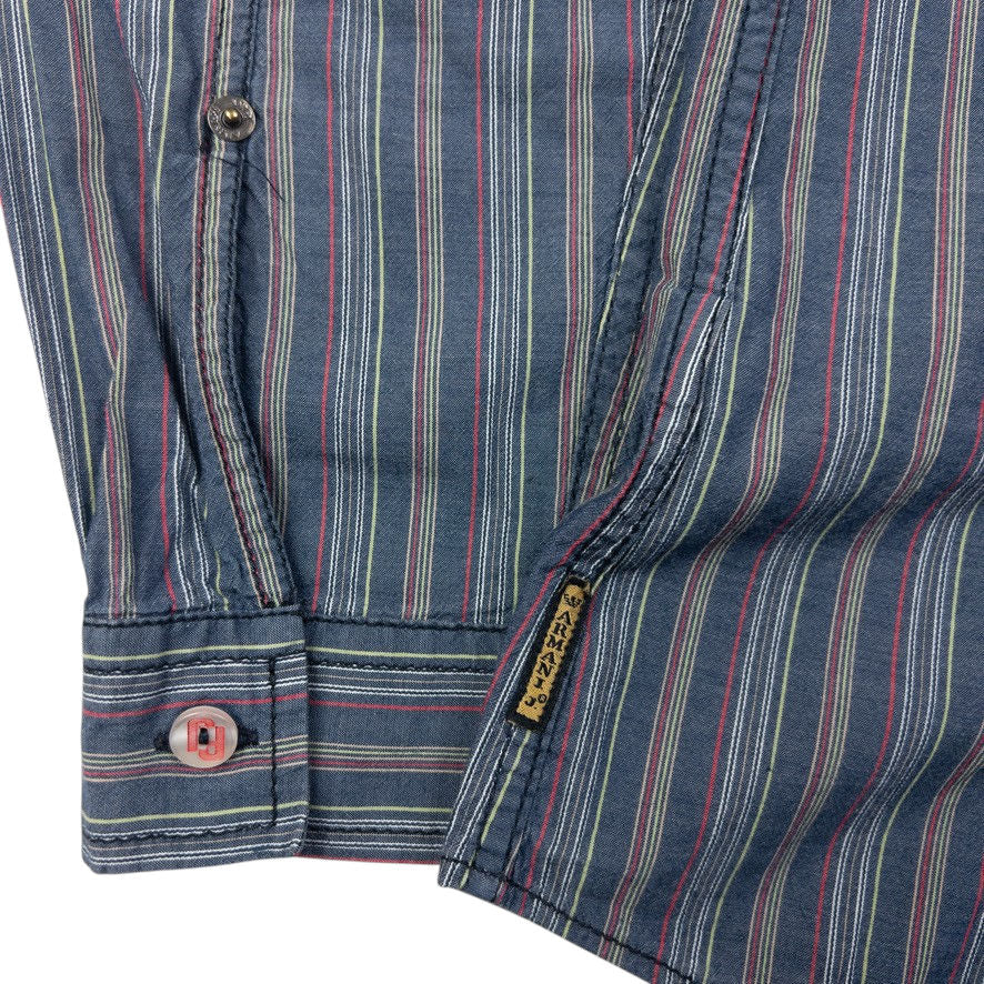 Vintage Armani Jeans Pocket Striped Long Sleeve Button Up Shirt Size M