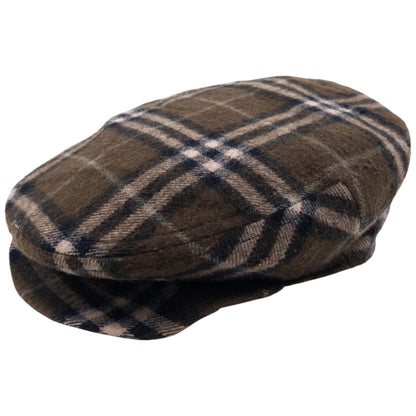 Vintage 90s Burberry Nova Check Wool Flat-Cap Hat