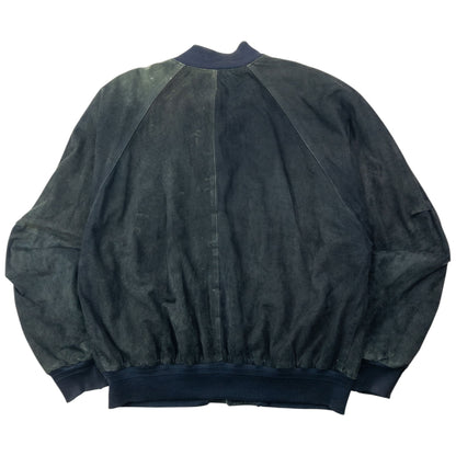 Vintage 90s Hugo Boss Button Up Suede Bomber Jacket Size XL