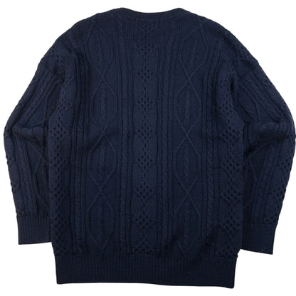 Vintage Burberry Embroidered Cable Knit Jumper Size M