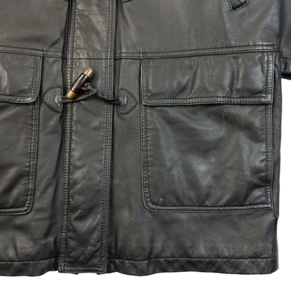 Vintage 2000s Burberry Nova Check Lined Leather Duffle Jacket Size M