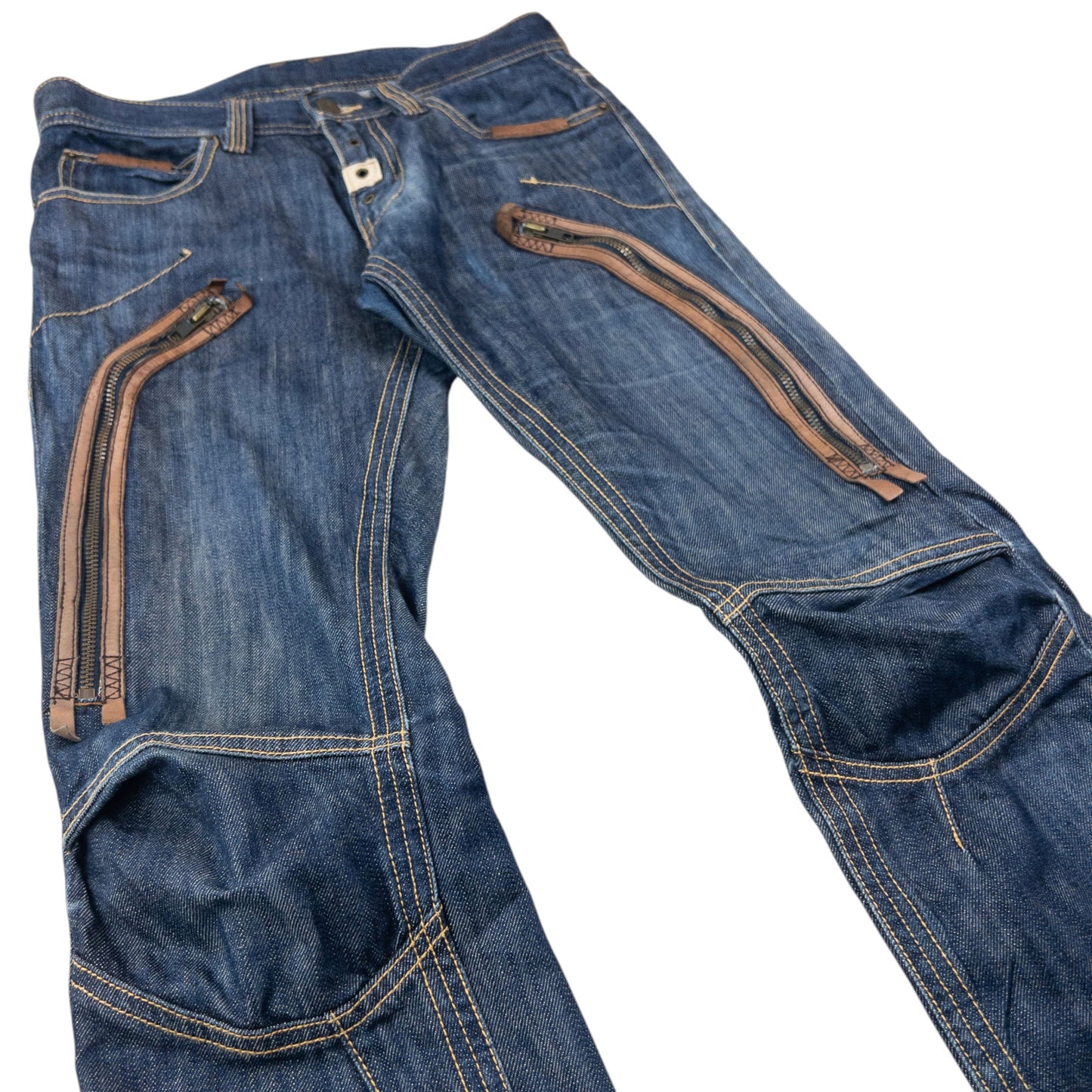 Vintage 2000sn PPFM Leather Detail Denim Jeans Size W29