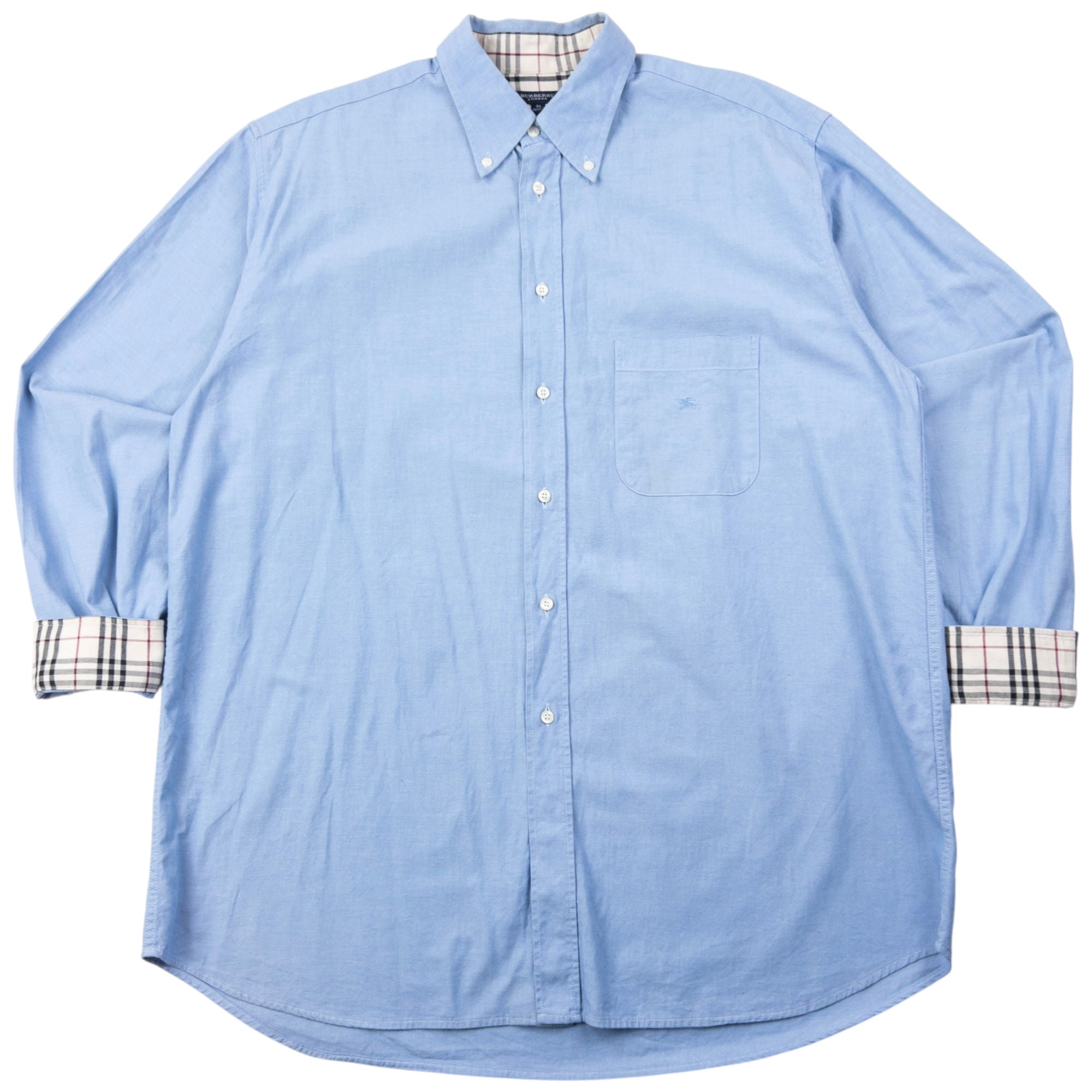 Vintage 2000s Burberry Nova Check Cuff Long Sleeve Button Up Shirt Size XL