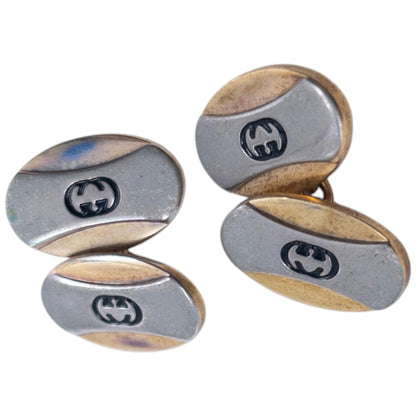 Vintage 80s Gucci Embossed Chain Link Cuff Links