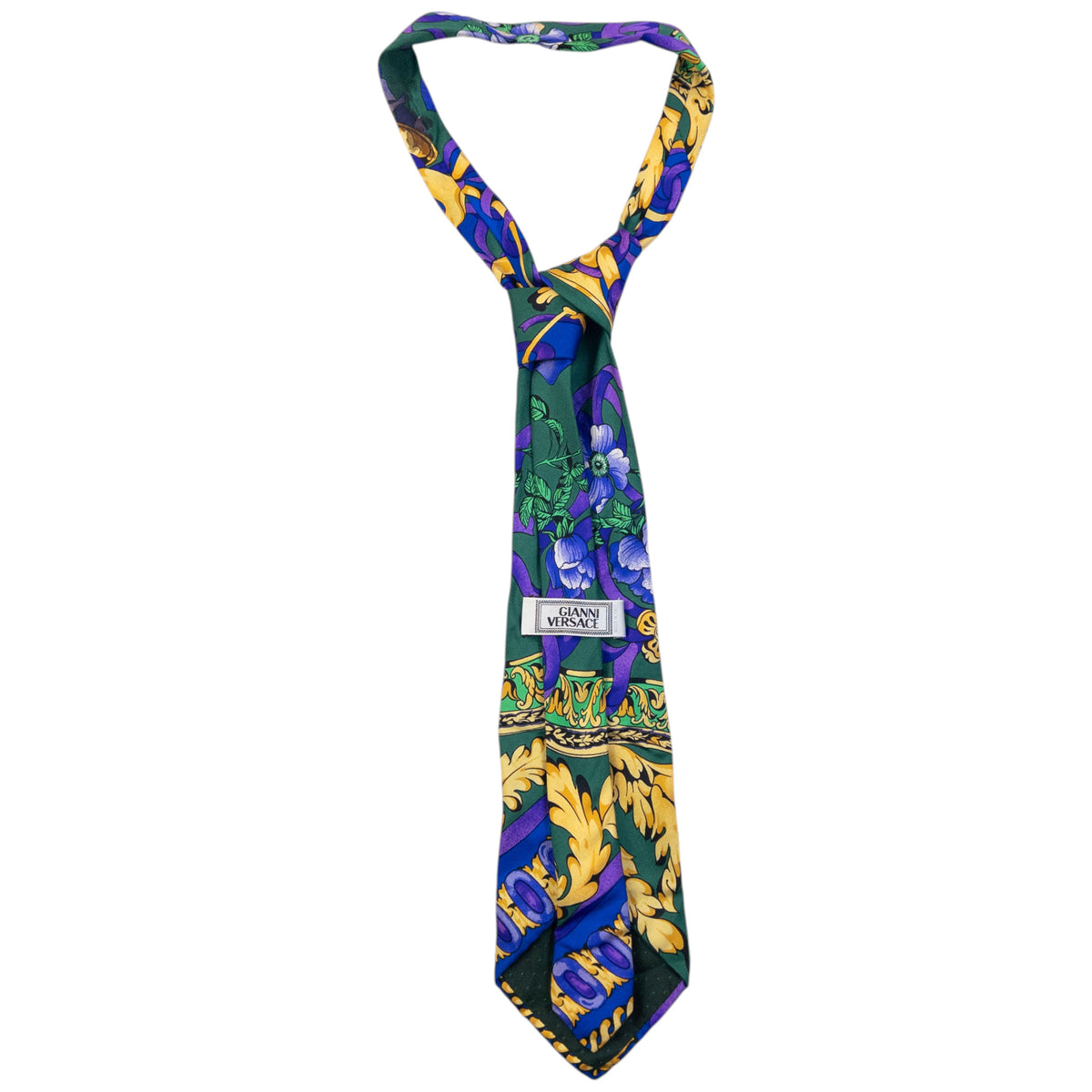 Vintage 90s Gianni Versace Floral Silk Tie, photo 3
