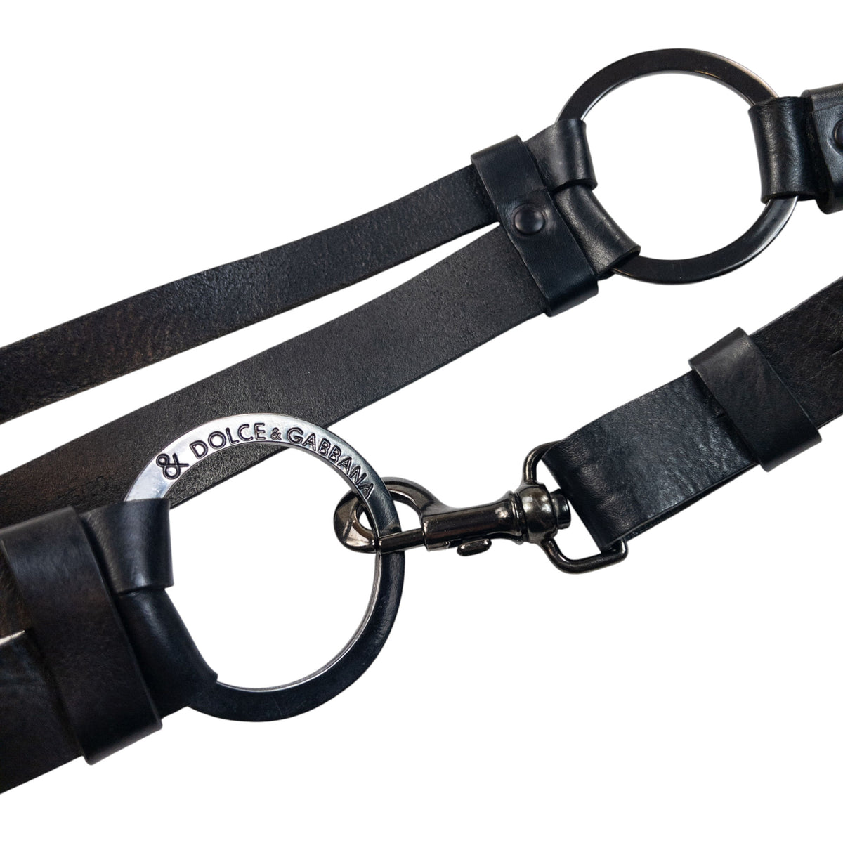 Vintage 2000s Dolce & Gabbana Leather Clip Ring Belt Size M