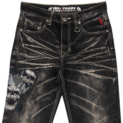 Vintage Big Train Embroidered Skull Japanese Denim Jeans Size W30