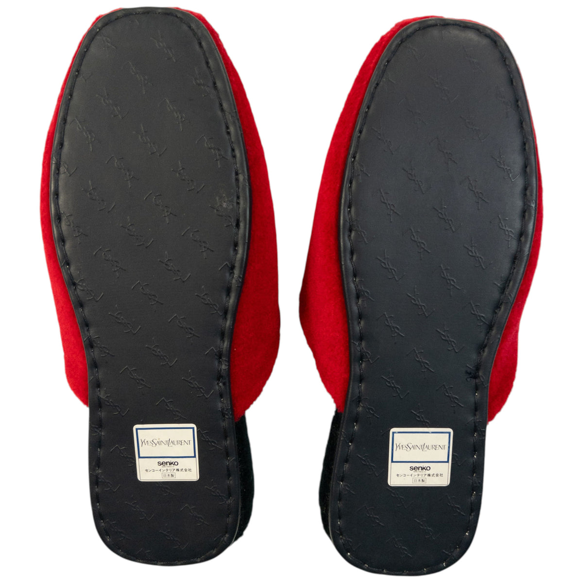 Vintage 80s YSL Yves Saint Laurent Embroidered Fleece Slippers Womens Size 6