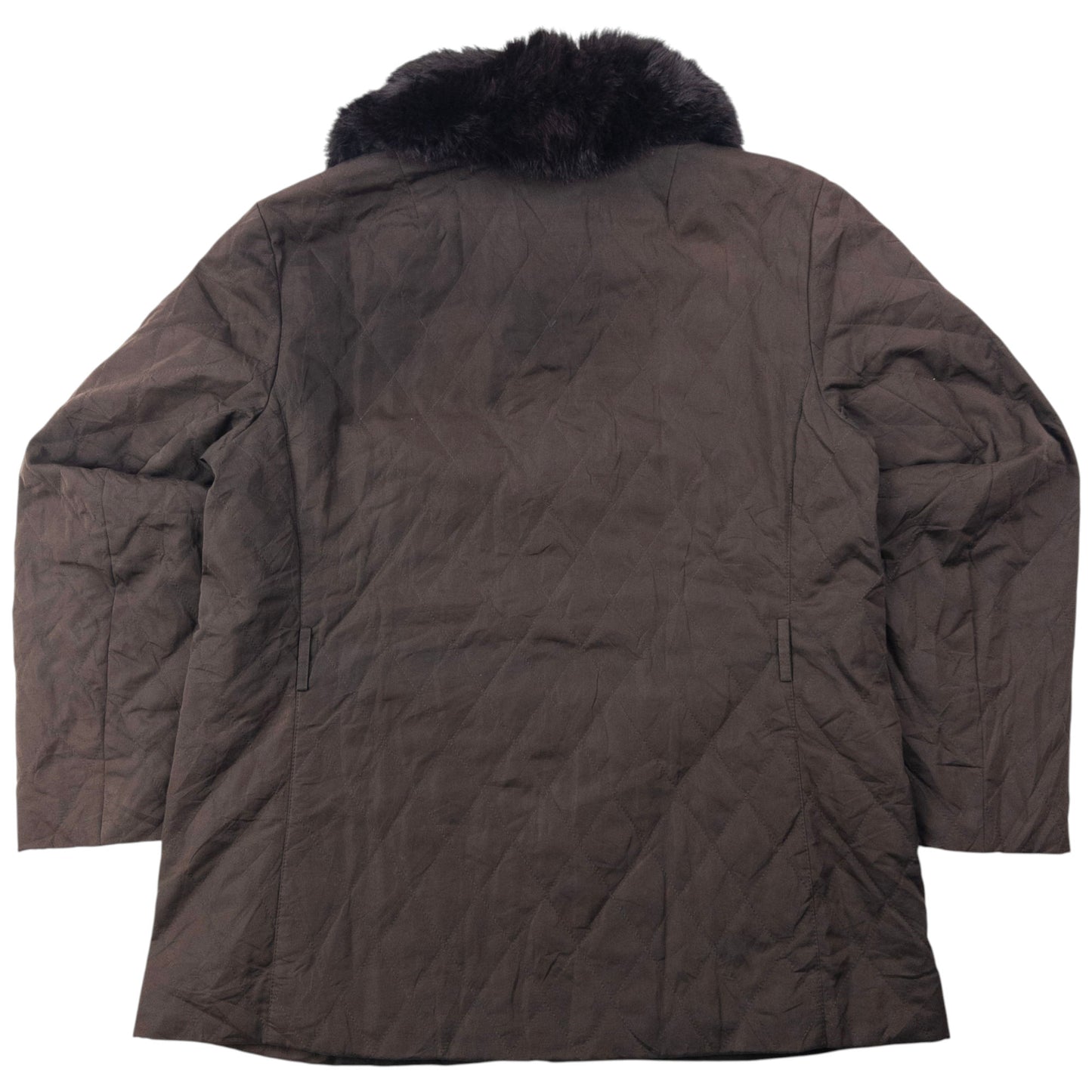 Vintage 2000s Burberry Nova Check Lined Fur Collar Quilted Jacket Womens Size L