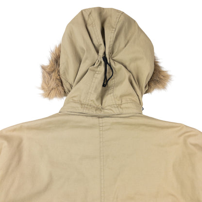 Vintage Stussy Fur Hood Padded Zip Up Jacket Size L