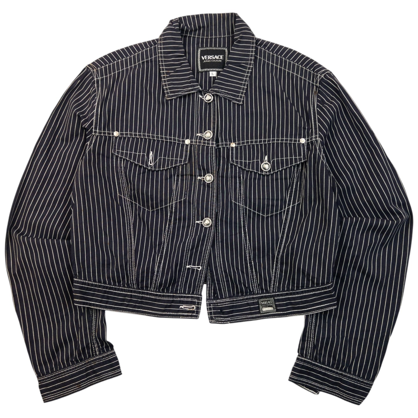 Vintage 2000s Versace Jeans Couture Striped Jacket Womens Size L