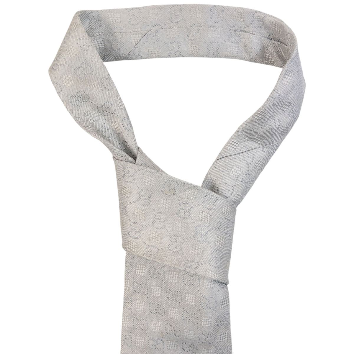 Vintage 2000s Gucci Monogram Silk Tie in grey, photo 2