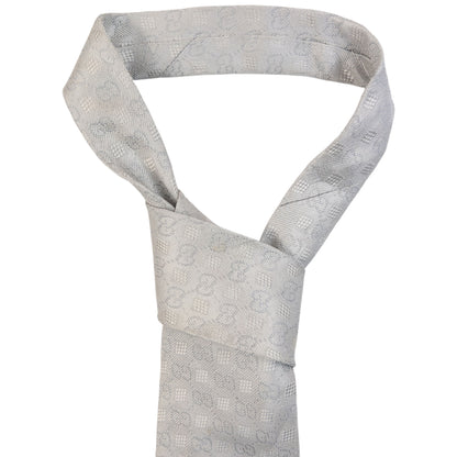 Vintage 2000s Gucci Monogram Silk Tie in grey, photo 2