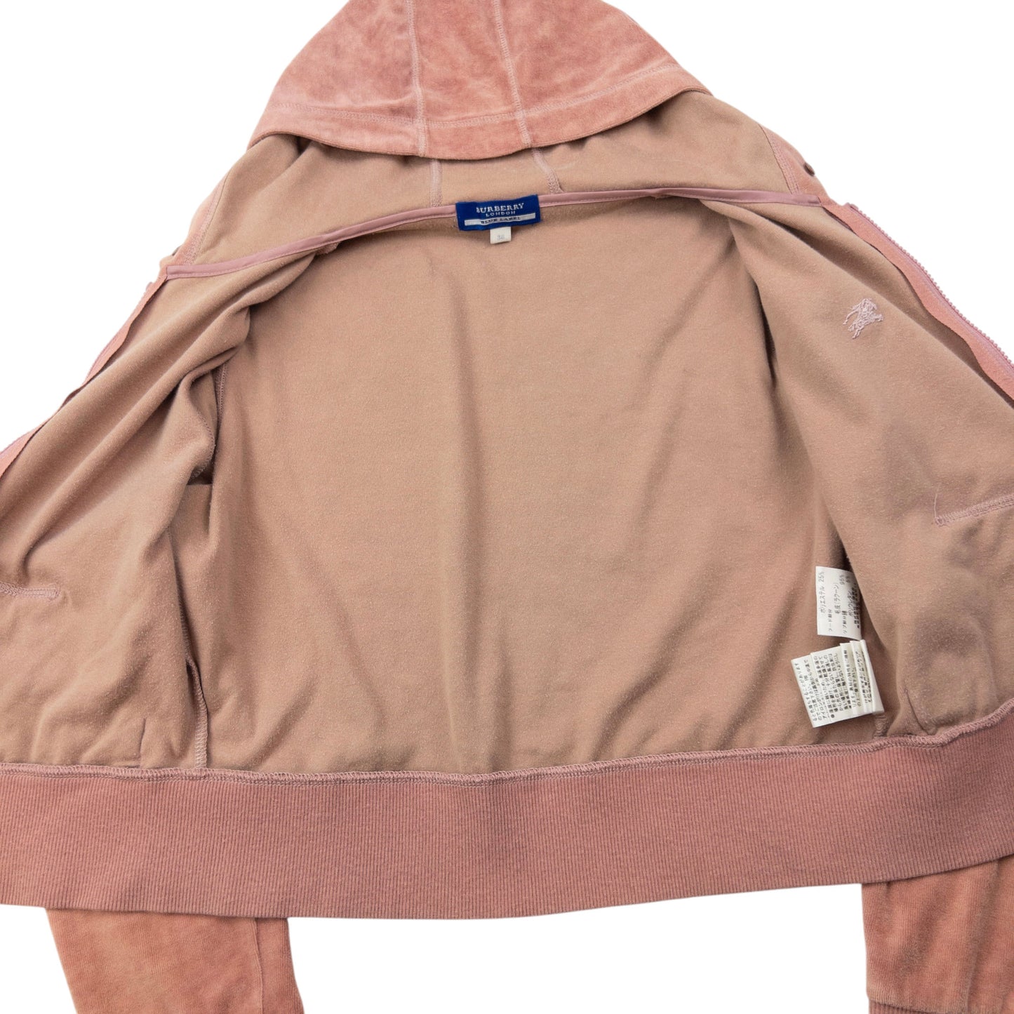 Vintage 2000s Burberry Blue Label Velour Zip Up Hoodie Womens Size S