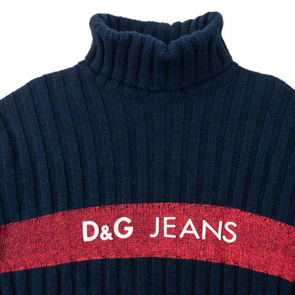 Vintage 2000s Dolce & Gabbana Ribbed Knit Turtleneck Jumper Womens Size S