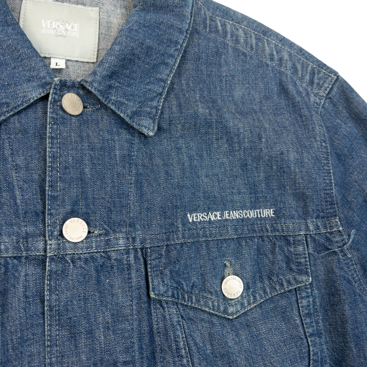 Vintage 2000s Versace Jeans Couture Button Up Denim Jacket Size S