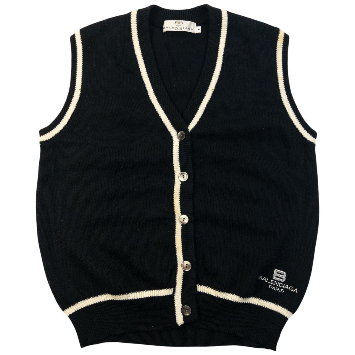 Vintage 90s Balenciaga Golf Button Up Sweater Vest Womens Size M