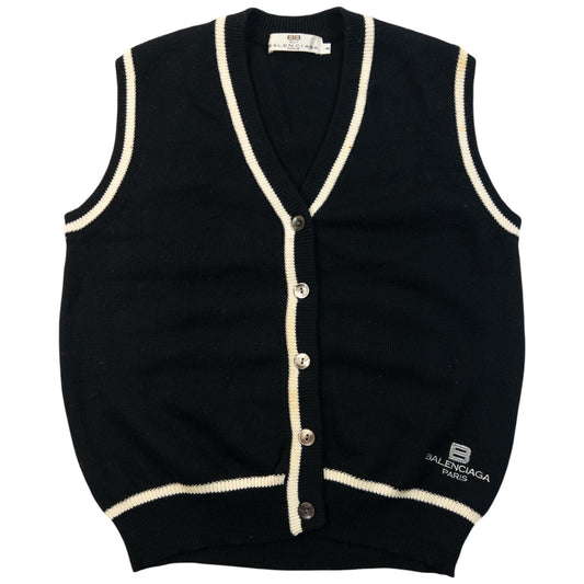 Vintage jaren 90 Balenciaga Golf mouwloze trui met knoopsluiting damesmaat M