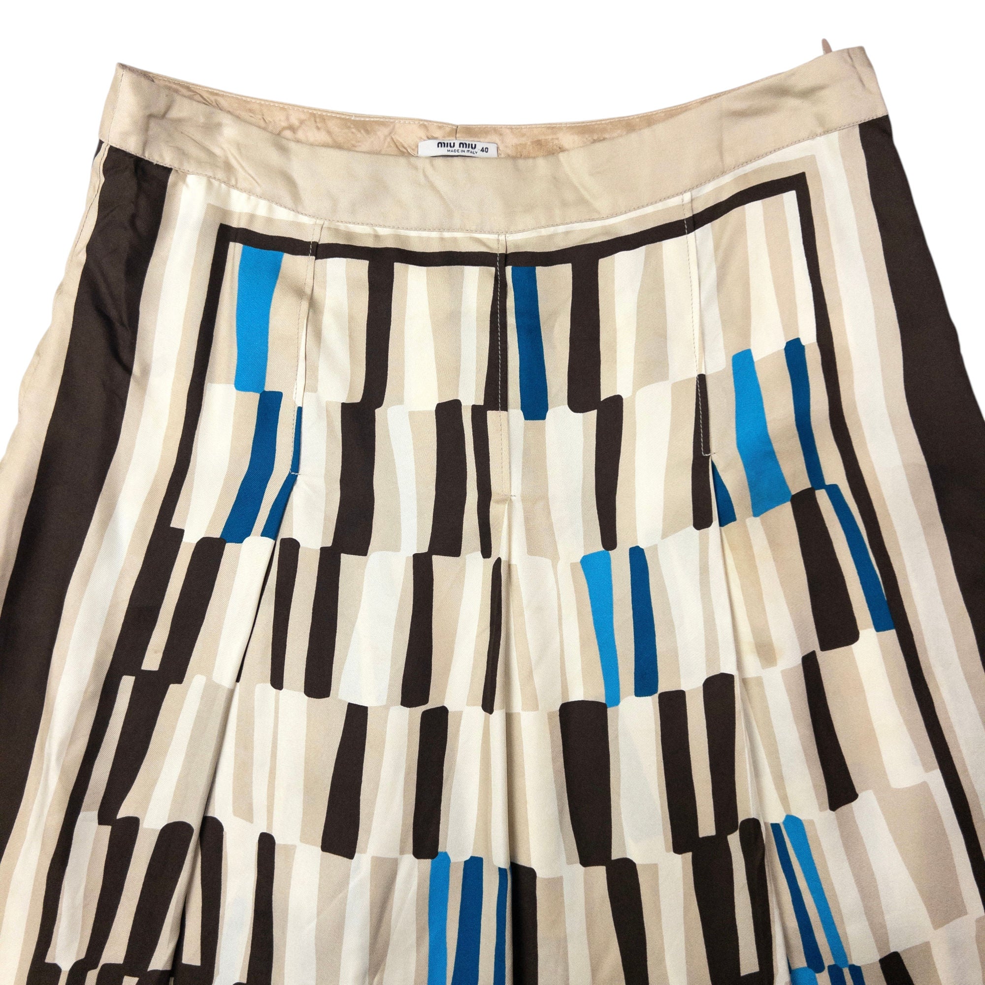 Vintage Miu Miu Pleated Pattern Silk Skirt Womens Size W28