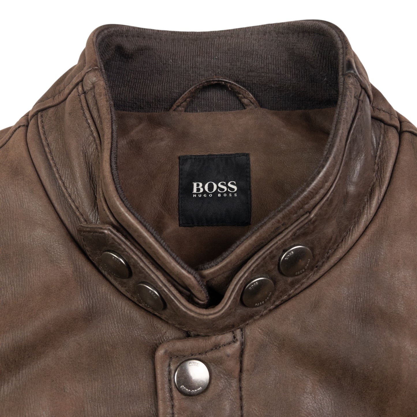 Vintage Hugo Boss Zip Up Leather Jacket Size M