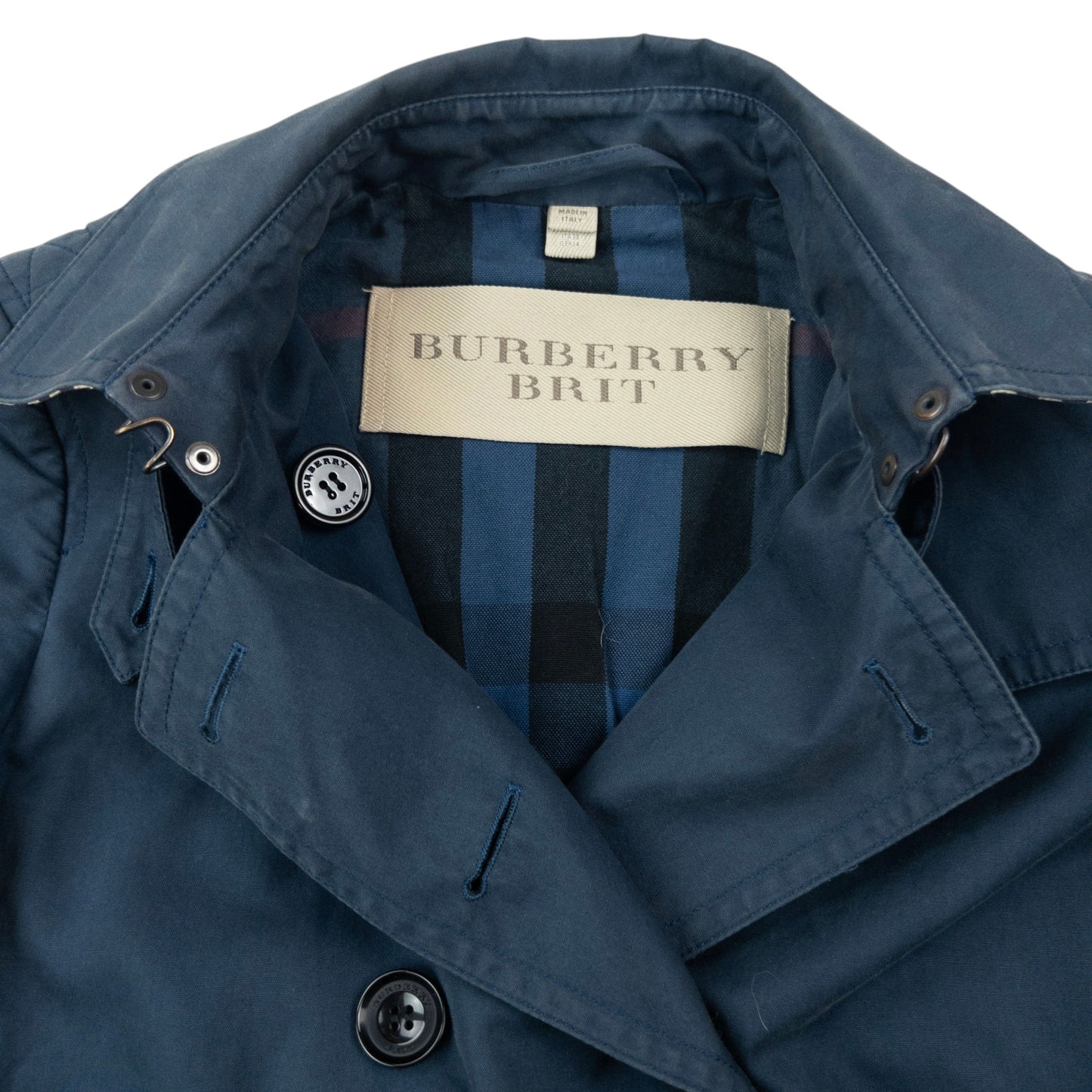 Vintage Burberry Brit Nova Check Lined Belt Waist Trench Jacket Womens Size S