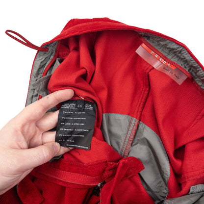 Vintage 2000s Prada Sport Layered Zip Cuff Corduroy Trousers Size W27