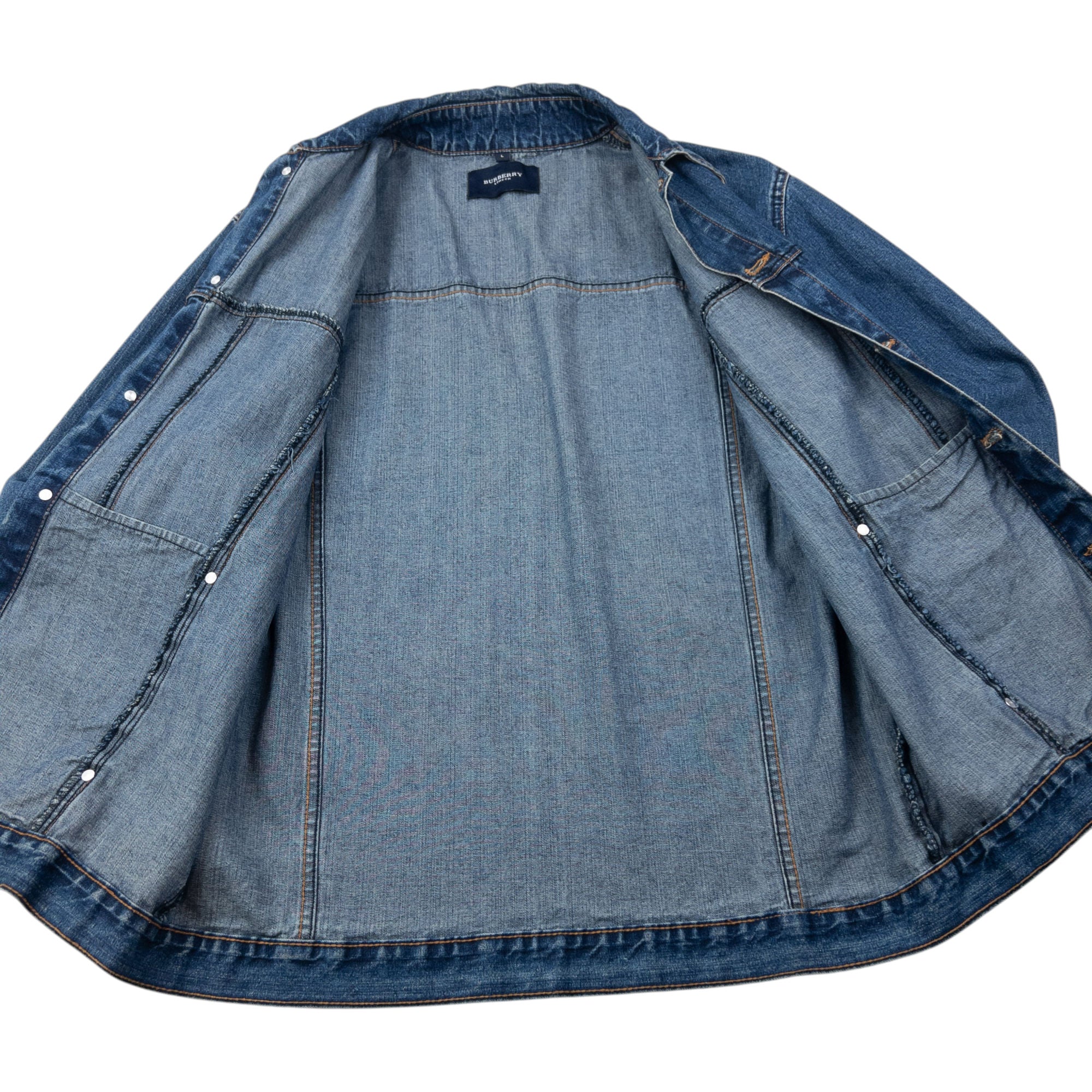 Vintage 2000s Burberry Button Up Denim Jacket Size M