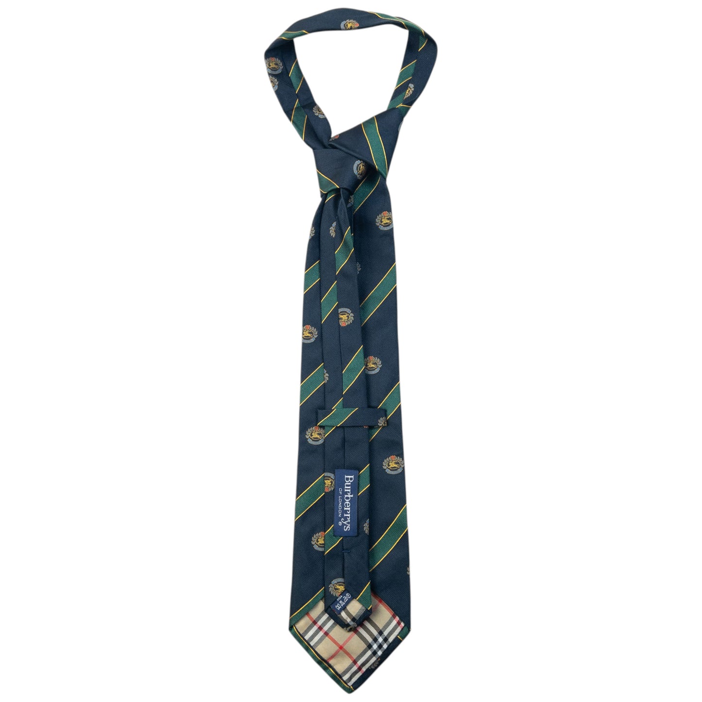 Vintage 80s Burberry Striped Monogram Silk Tie