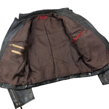 Vintage 90s Hugo Boss Zip Up Leather Jacket Size S