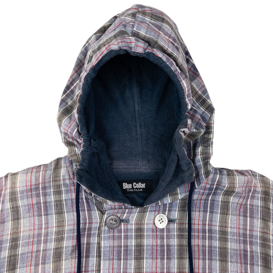 Vintage Yohji Yamamoto Blue Collar Half Button Hoodie Size S