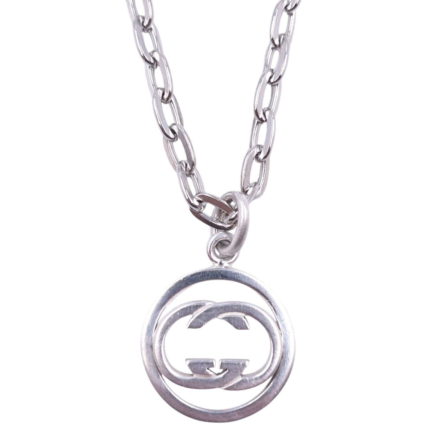 Vintage Gucci Silver Logo Necklace