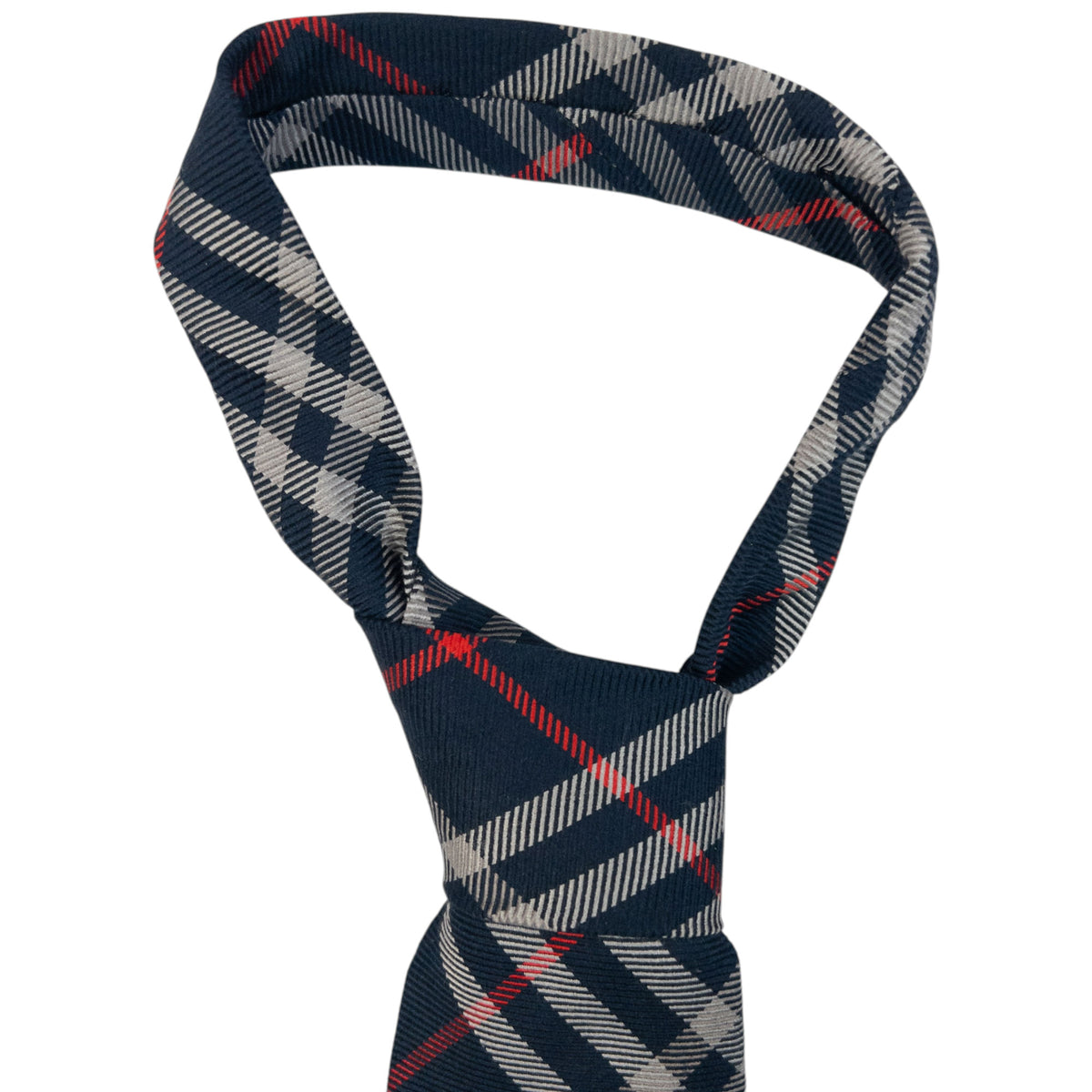 Vintage 2000s Burberry Nova Check Silk Tie in navy, photo 2