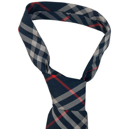 Vintage 2000s Burberry Nova Check Silk Tie in navy, photo 2