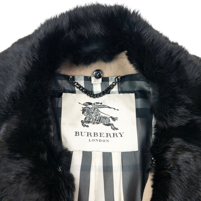 Vintage Burberry Nova Check Lined Fur Collar Jacket Womens Size M