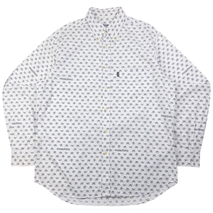 Vintage Moschino Jeans Monogram Washing Icon Button Up Shirt Size L