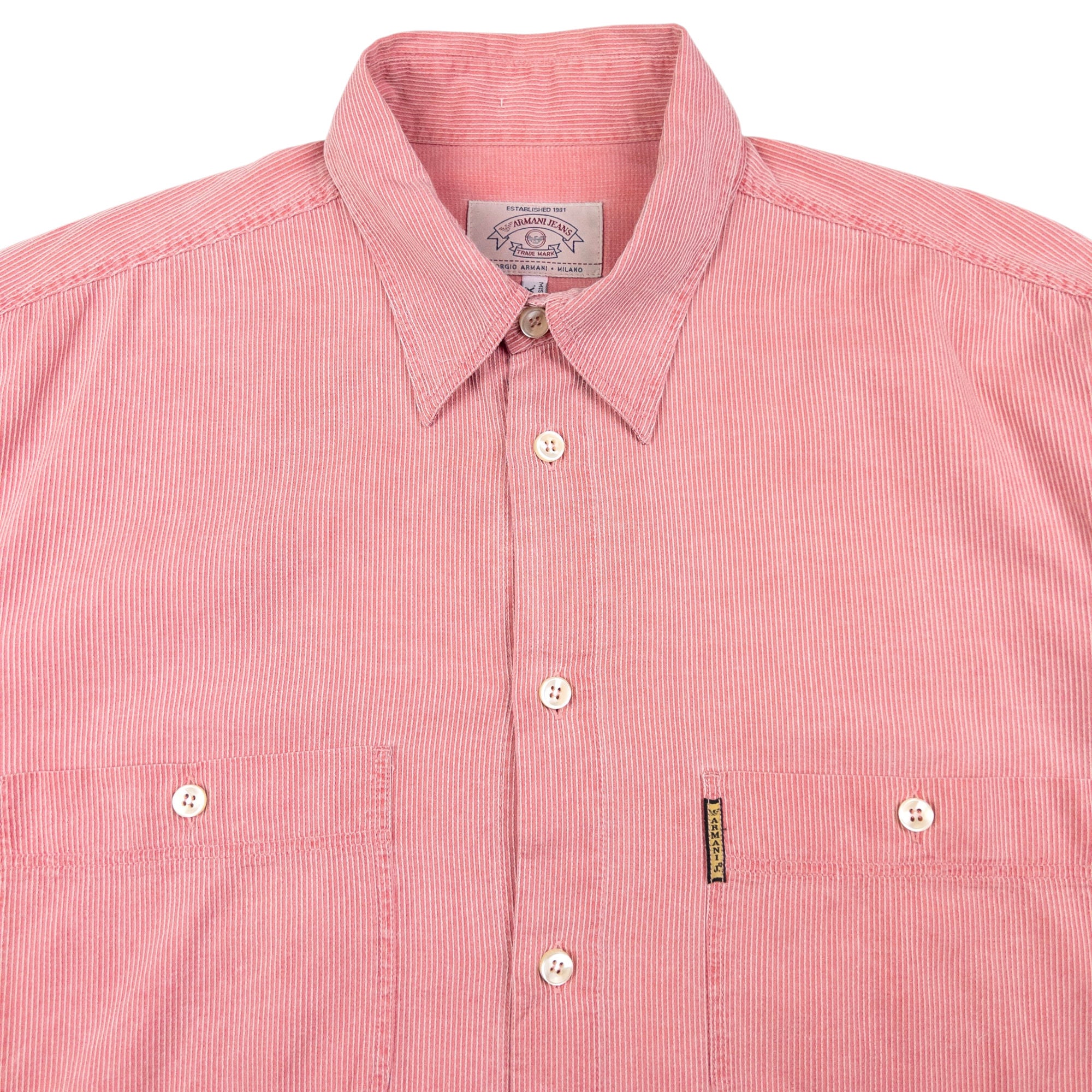 Vintage Armani Jeans Striped Long Sleeve Button Up Shirt Size XL