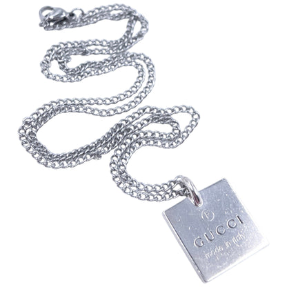 Vintage 90s Gucci Silver Square Pendant Necklace