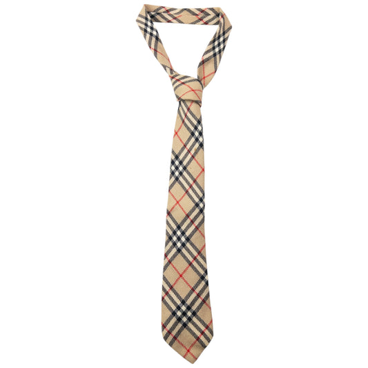Vintage 90s Burberry Nova Check Wool Tie