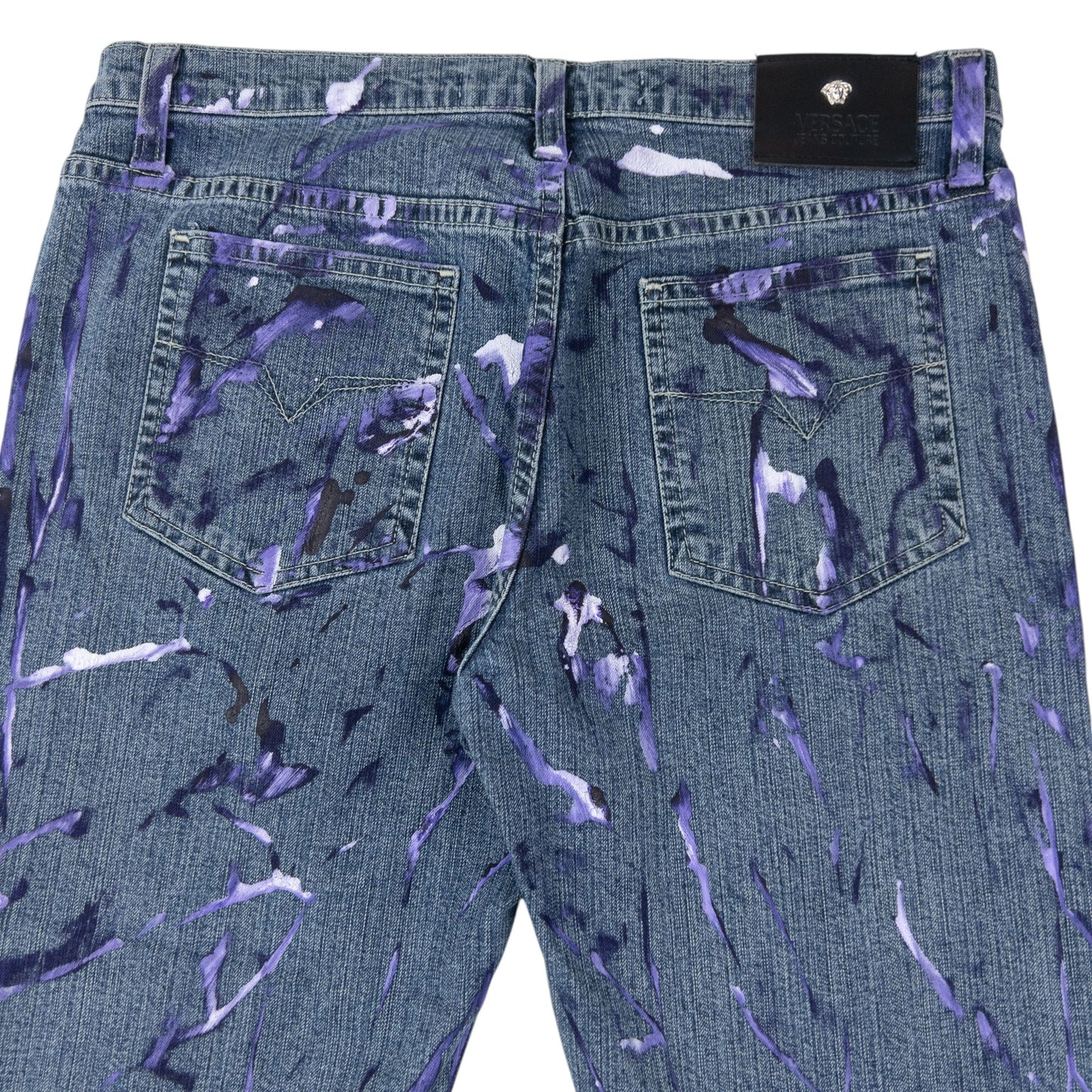 Vintage 2000s Versace Jeans Couture Painted Denim Jeans Womens Size W30