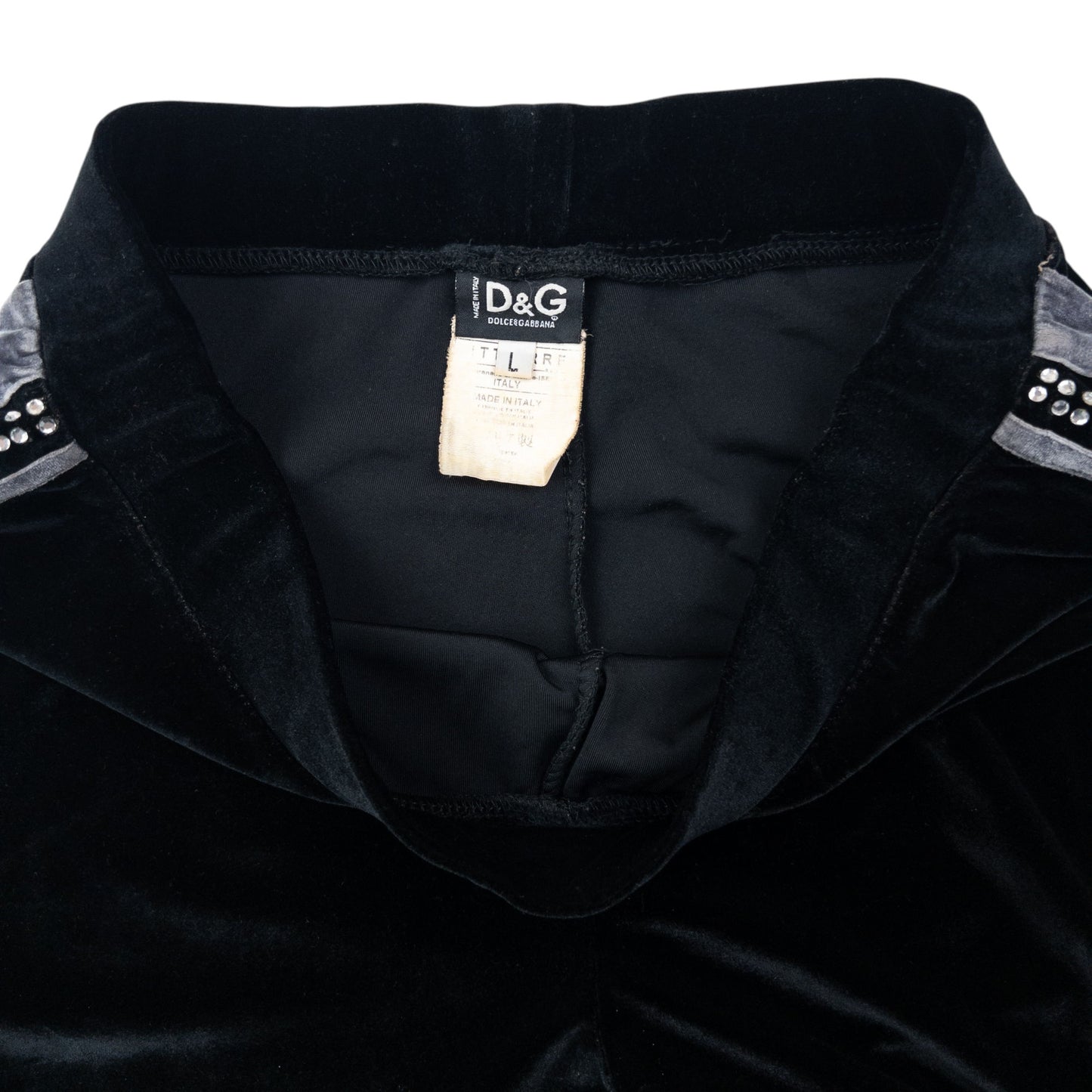 Vintage 2009 Dolce & Gabbana Velour Diamonte Tracksuit Bottoms Size L