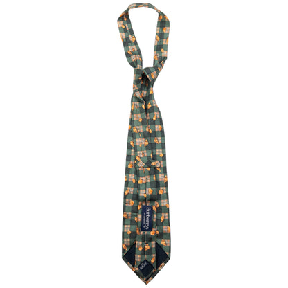 Vintage Burberry Nova Check Shell Pattern Silk Tie
