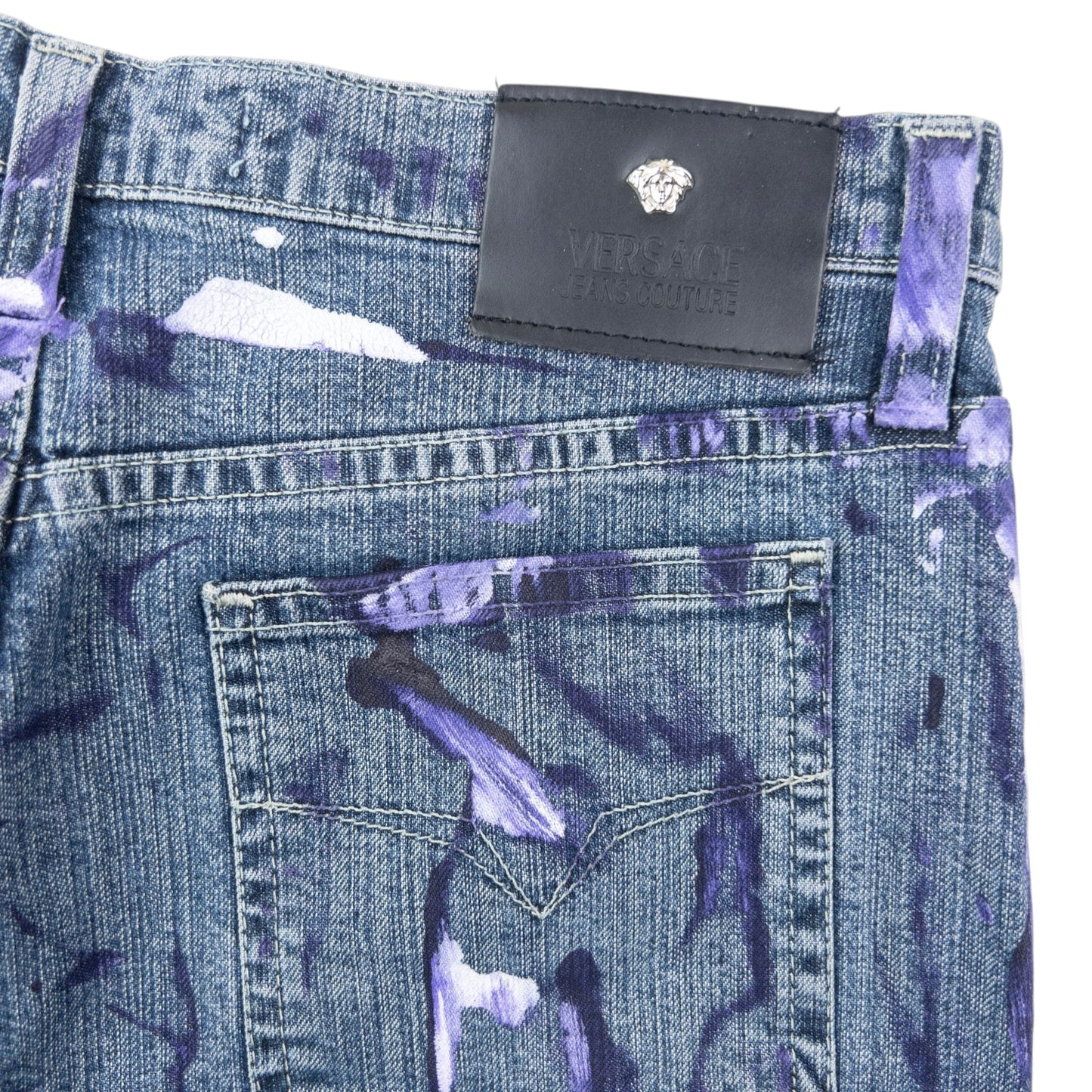 Vintage 2000s Versace Jeans Couture Painted Denim Jeans Womens Size W30