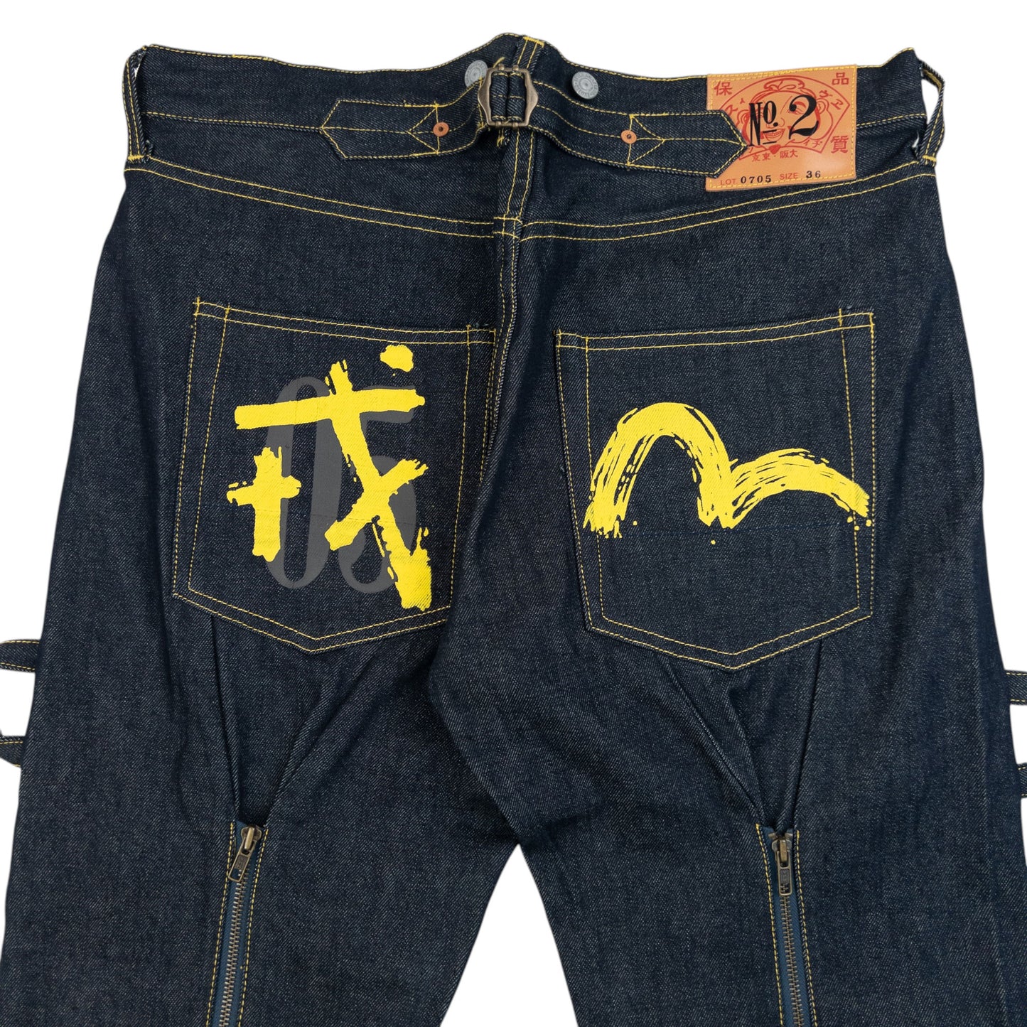 Vintage 2000s Evisu Gull Symbol Bondage Zip Japanese Denim Jeans Size W36