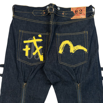 Vintage 2000s Evisu Gull Symbol Bondage Zip Japanese Denim Jeans Size W36