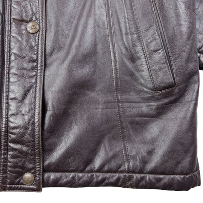 Vintage 80s Burberry Nova Check Lined Leather Jacket Womens Size XL