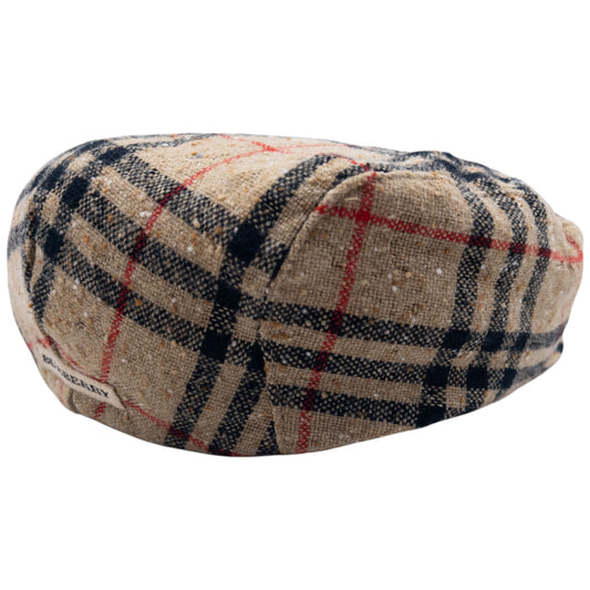 Vintage Burberry Nova Check Wool Flat-Cap Hat Size L/XL