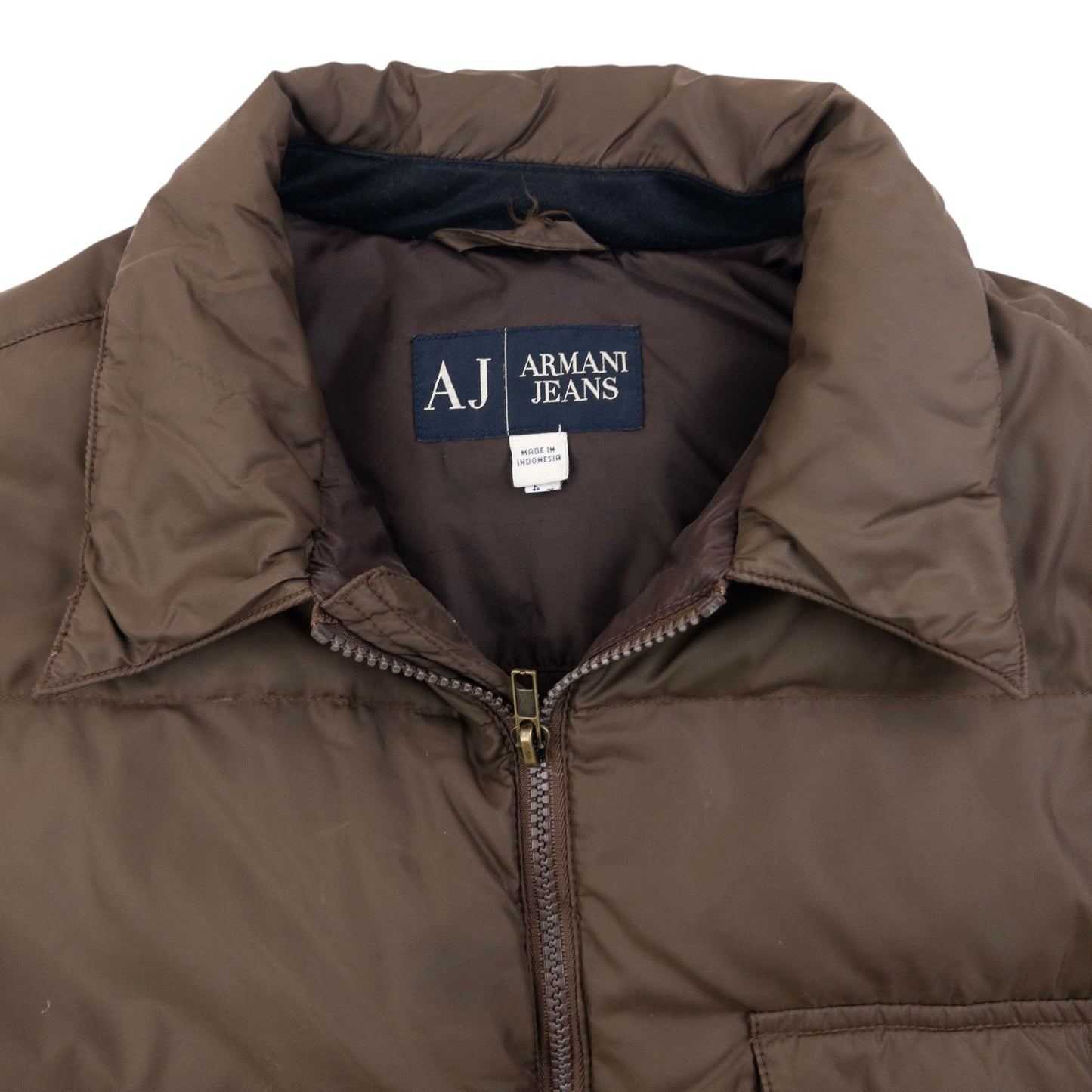 Vintage Armani Jeans Zip Up Puffer Jacket Size